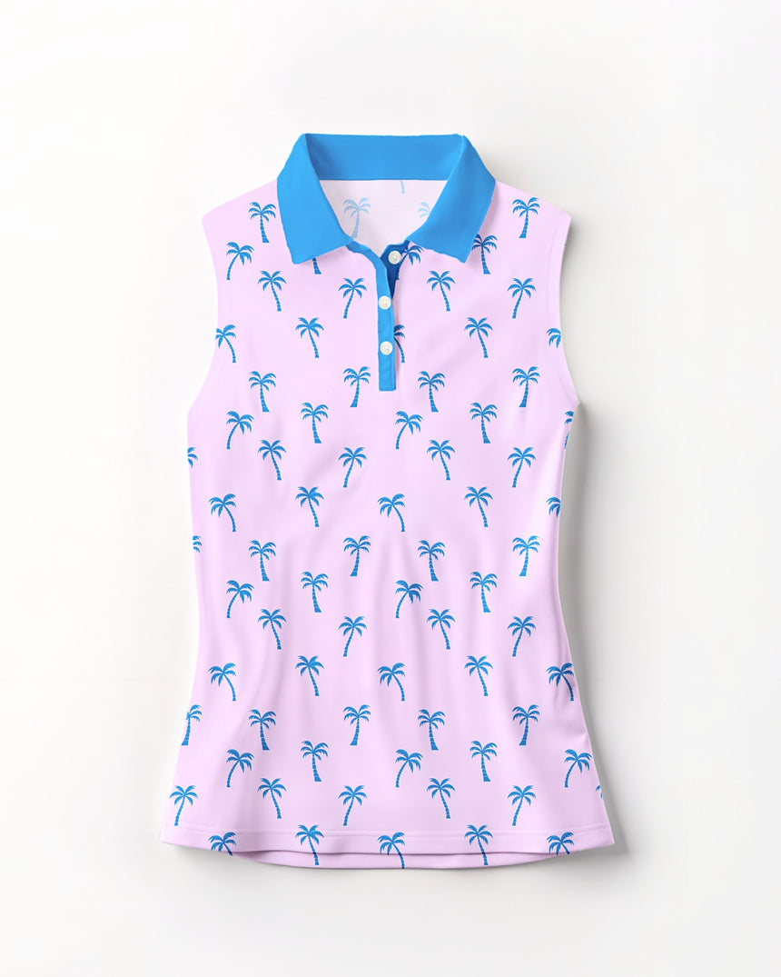 Palm Tree Pink - Sleeveless Polo