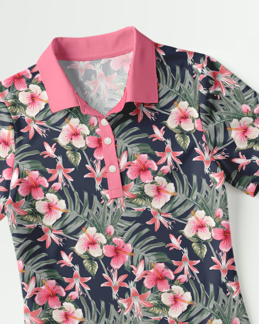 Midnight Blooms - Women's Short Sleeve Polo