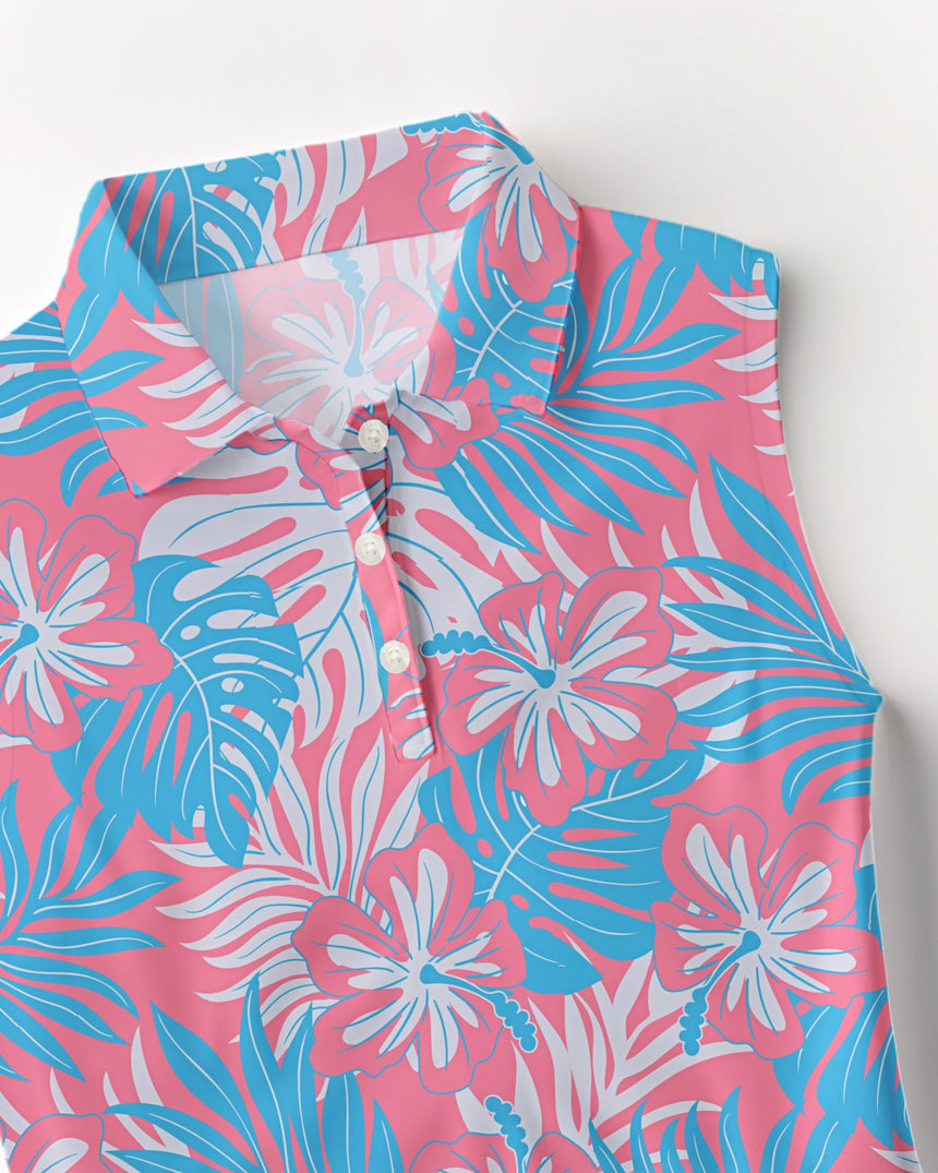 Pink Palms - Sleeveless Polo