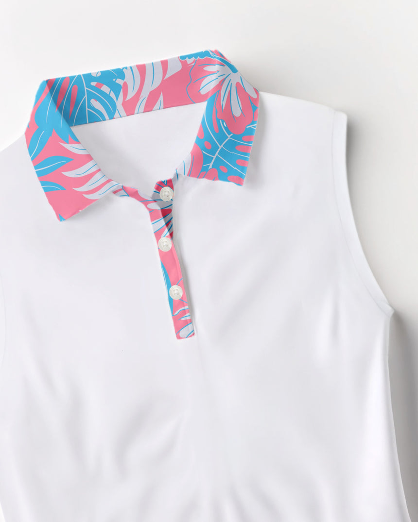 Pink Palms - Sleeveless Polo