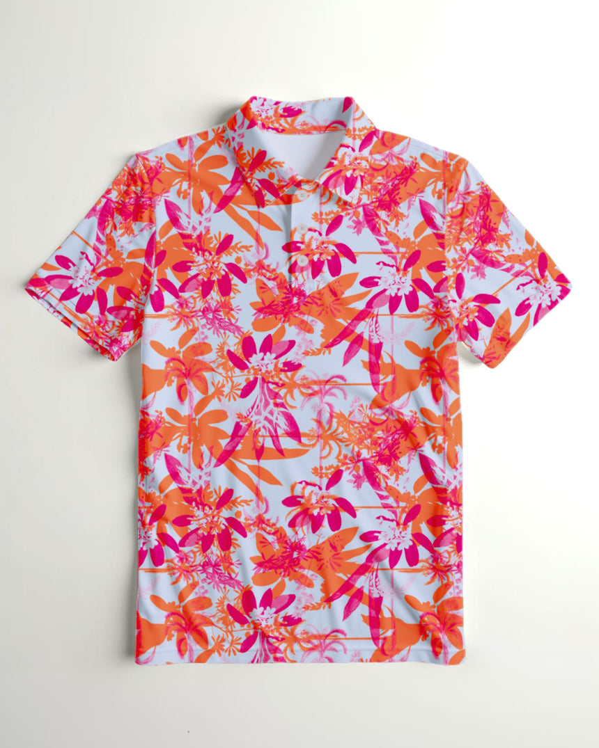 Short-sleeve shirt with a colorful floral pattern