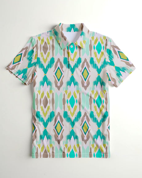 Short-sleeve shirt with geometric pattern