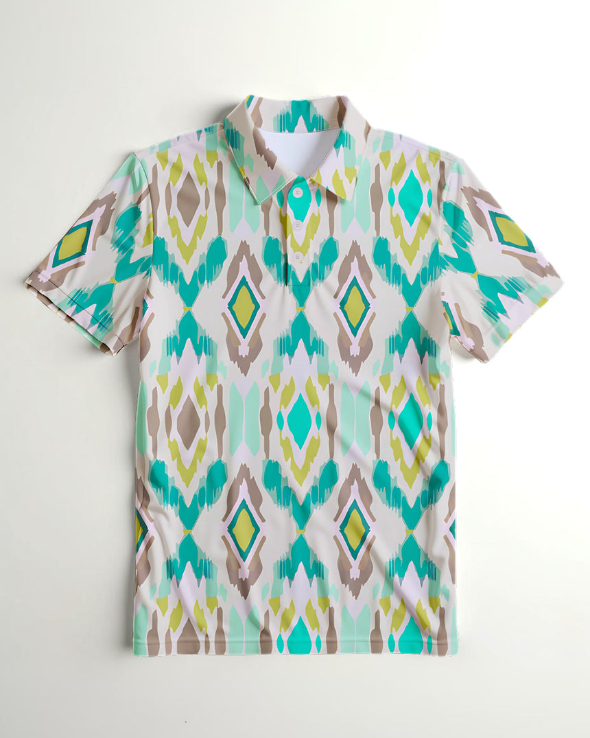 Short-sleeve shirt with geometric pattern