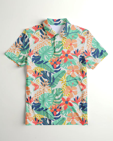 Colorful floral pattern polo shirt