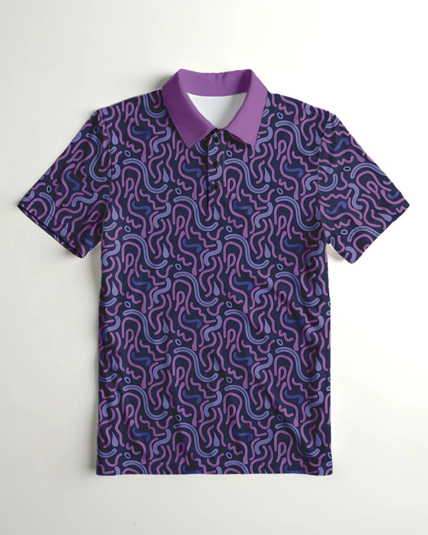 men's short sleeve golf polo in Wild Tee Party print - front view