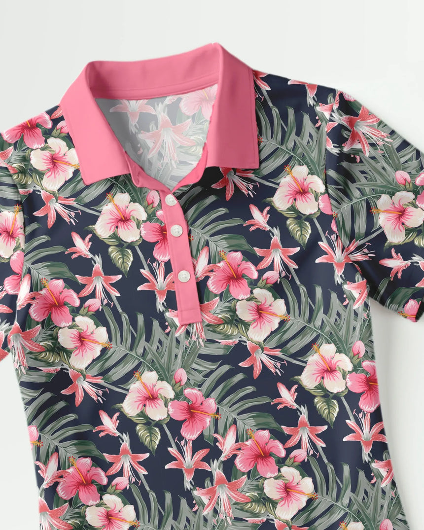 Midnight Blooms - Women's Short Sleeve Polo