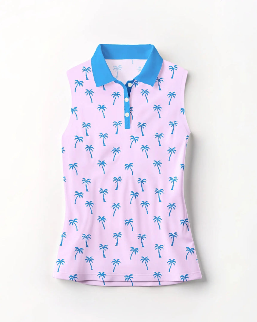 Palm Tree Pink - Sleeveless Polo
