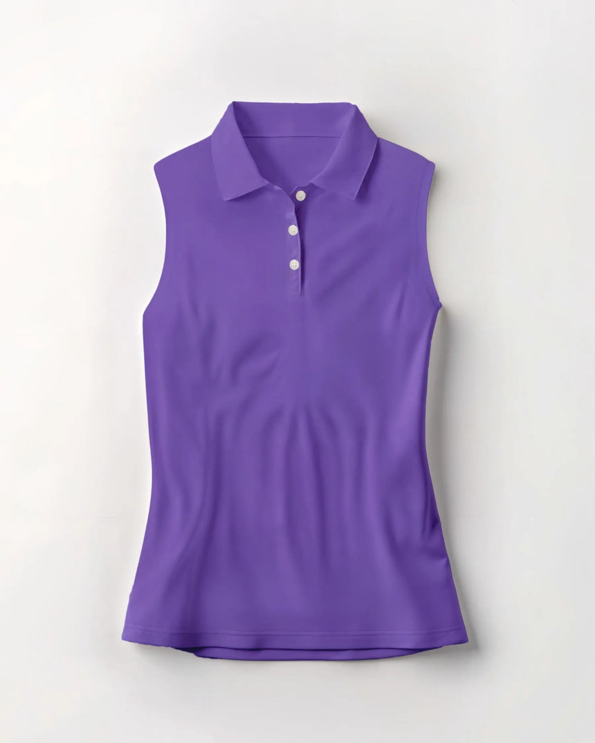 women's sleeveless golf polo in Kaleido Blossom print - front view