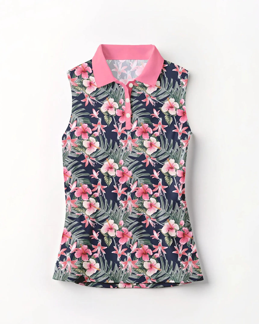 Midnight Blooms - Sleeveless Polo