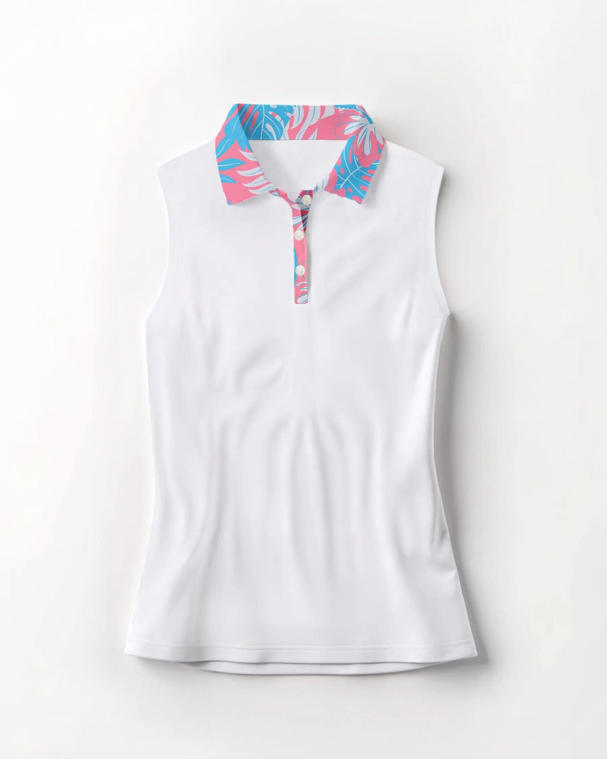 Pink Palms - Sleeveless Polo