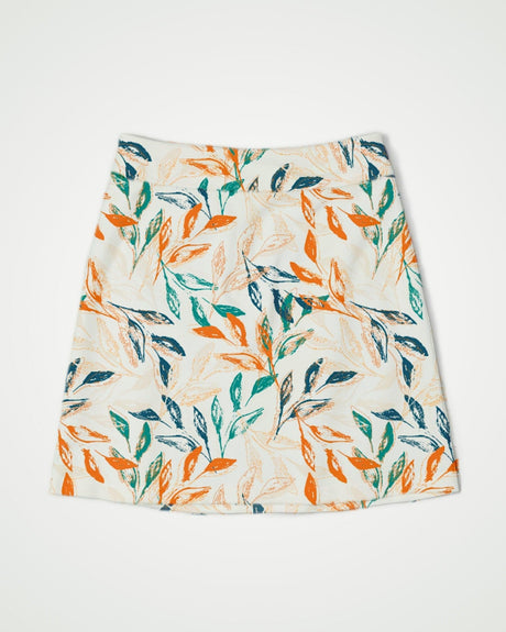 Golf skort with leaf pattern on a white background
