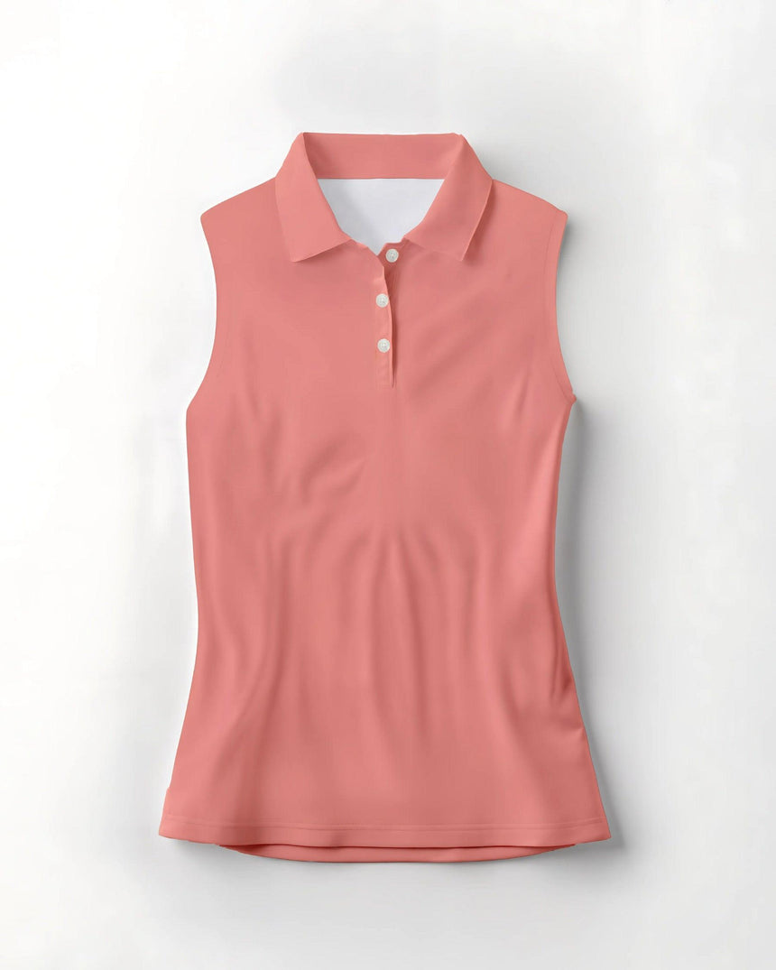 Pink sleeveless polo shirt on a white background