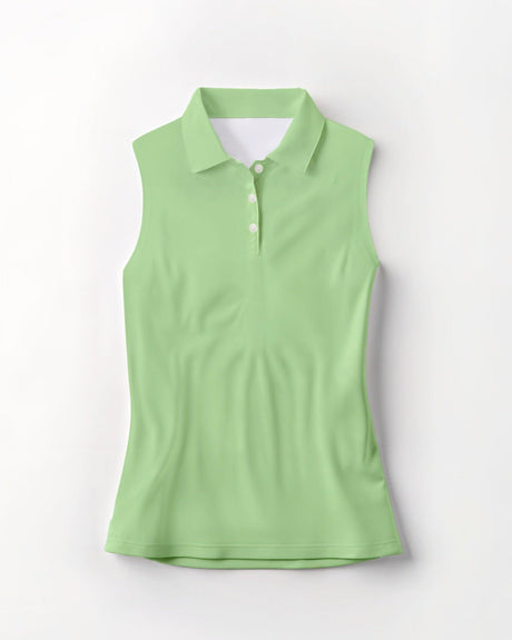 Green sleeveless polo shirt on a white background
