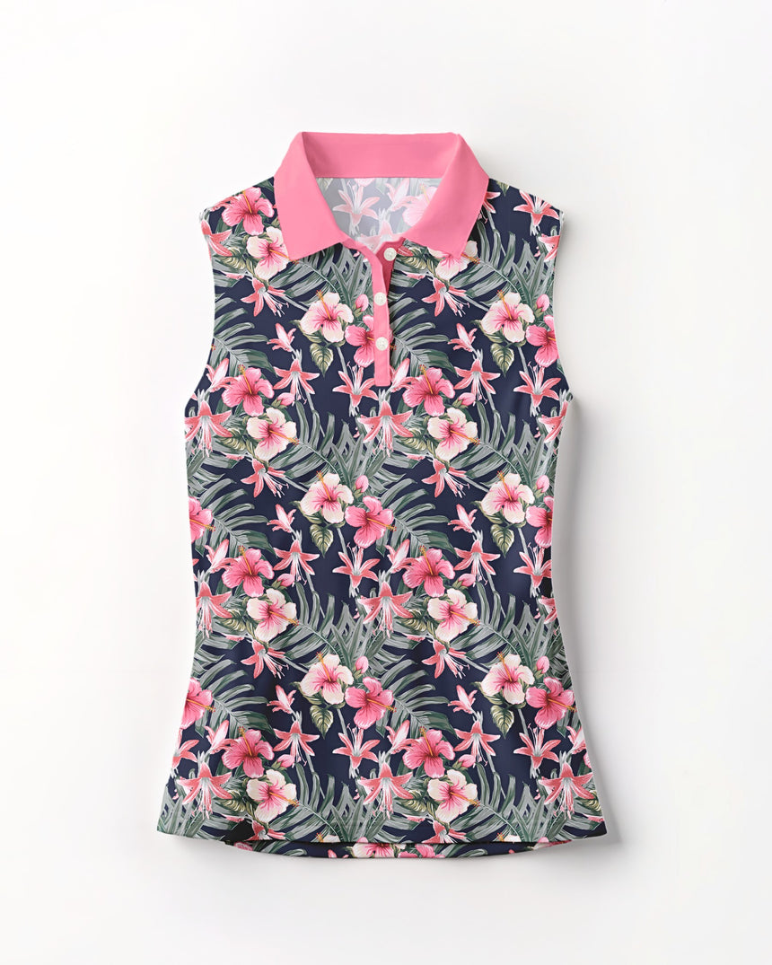 Midnight Blooms - Sleeveless Polo