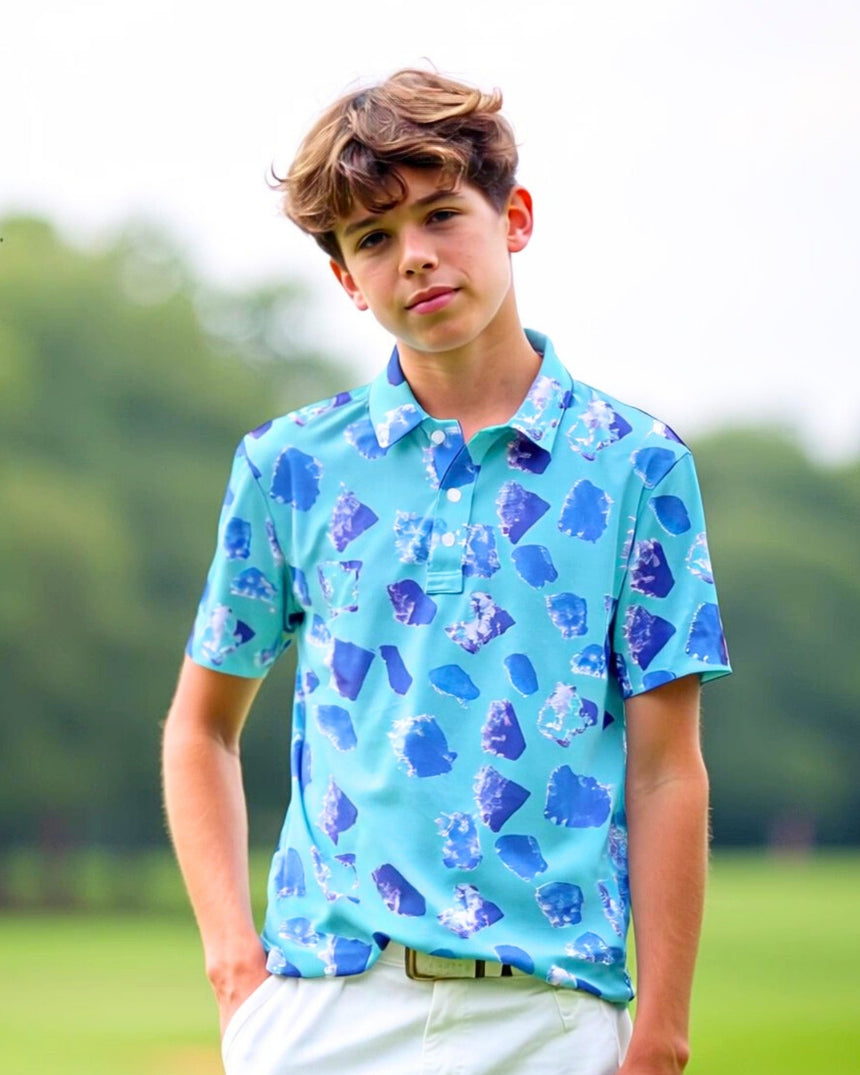 Blue Funfetti - Youth Short Sleeve Polo