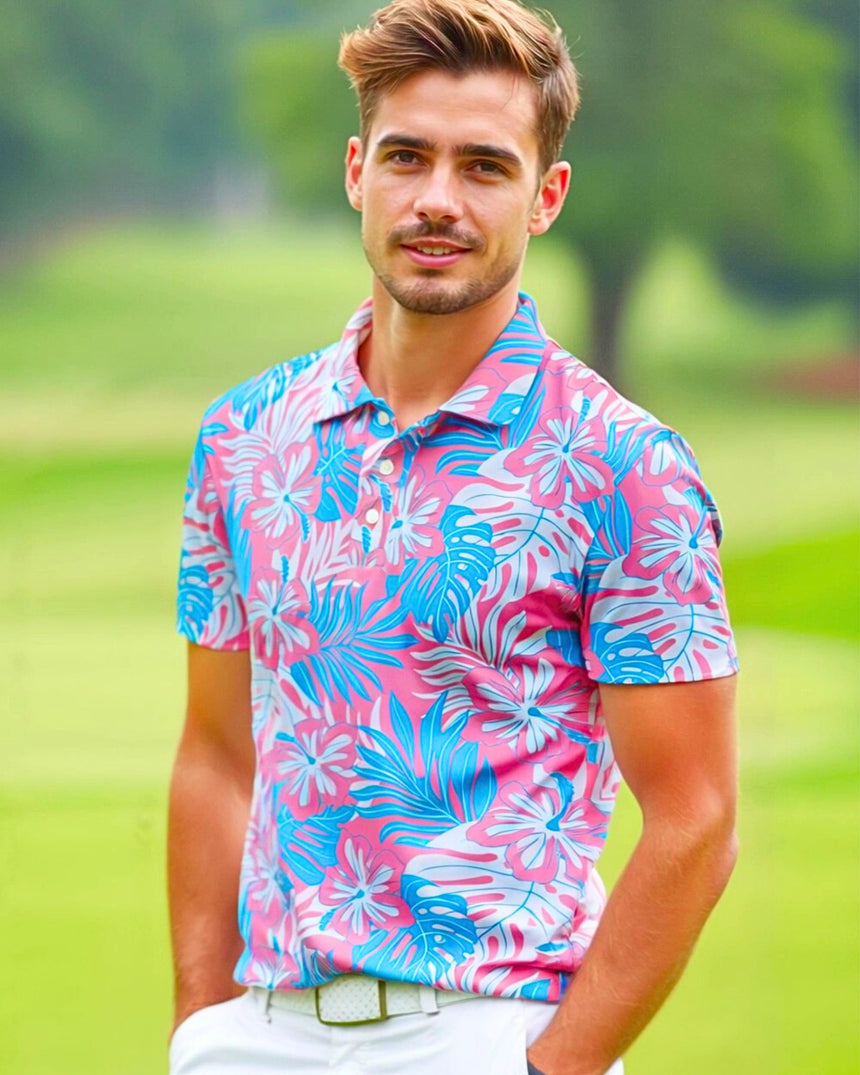 Pink Palms - Men's Short Sleeve Polo