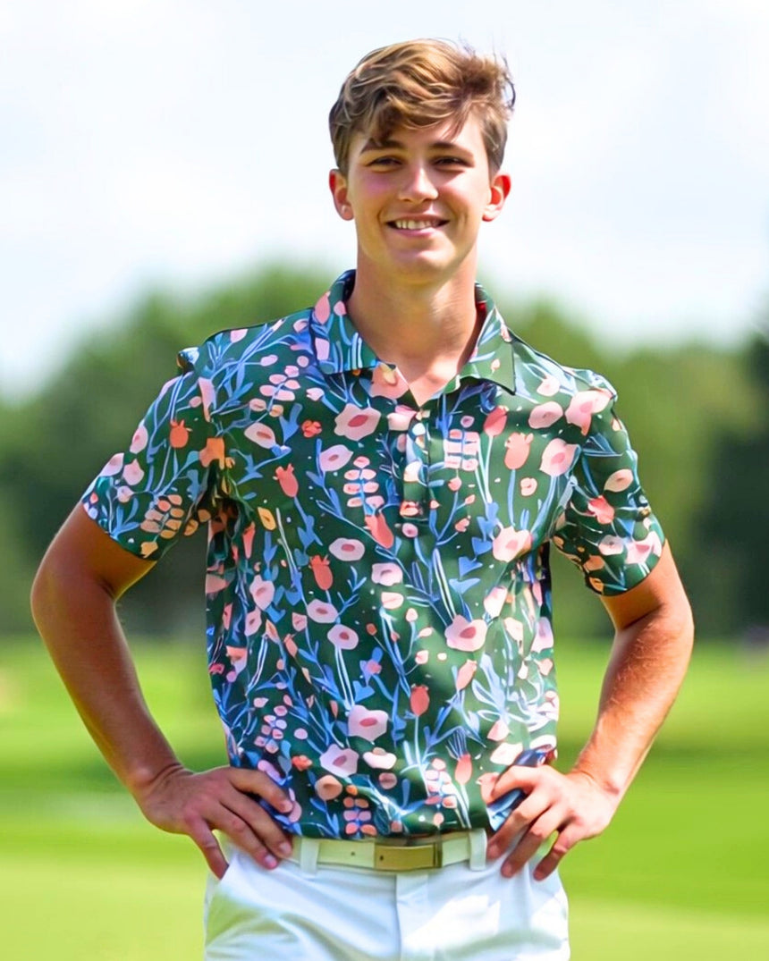 Back Nine Blossoms - Youth Short Sleeve Polo