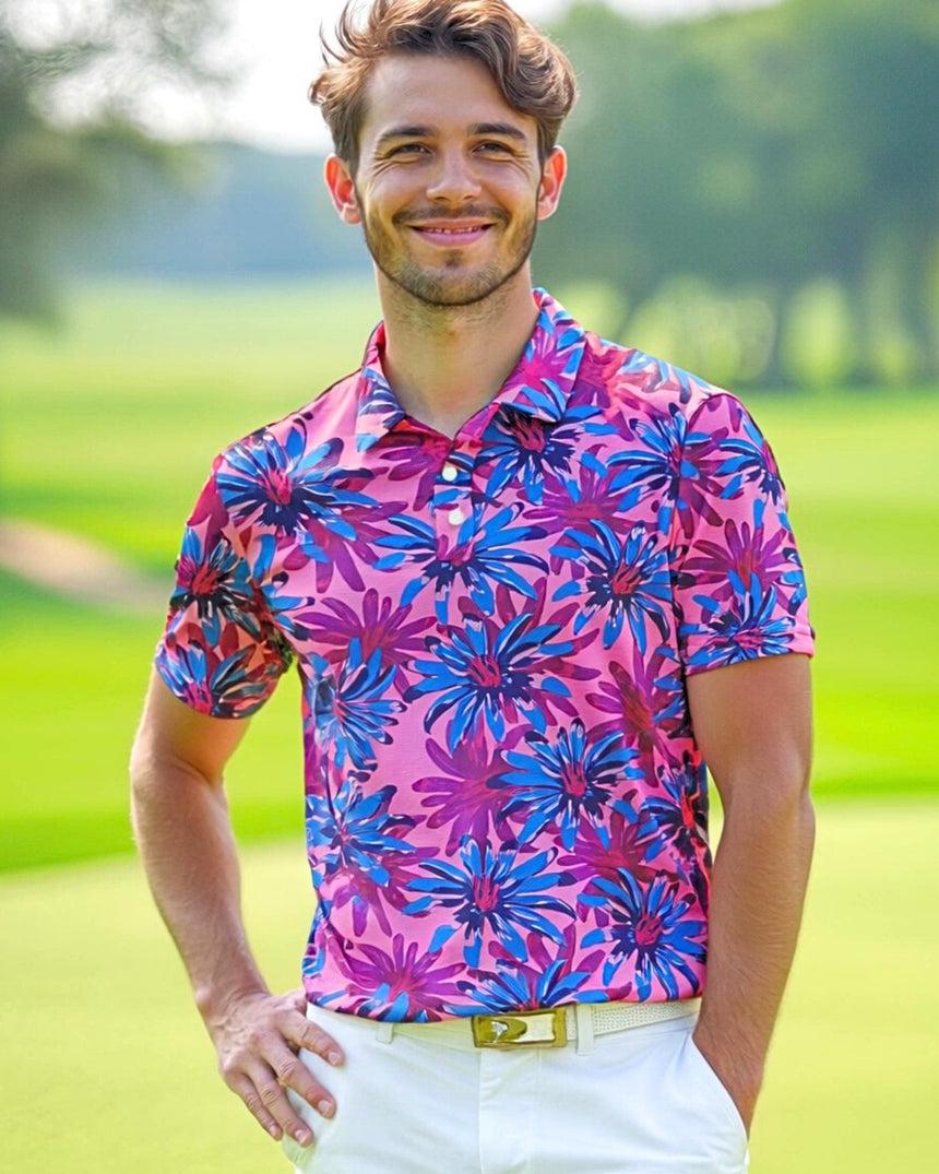 Tropical Bloomscape - Men's Short Sleeve Polo