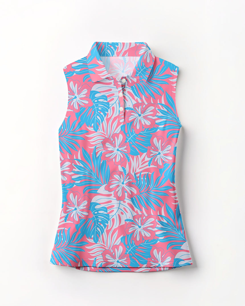 Pink Palms - Sleeveless Polo