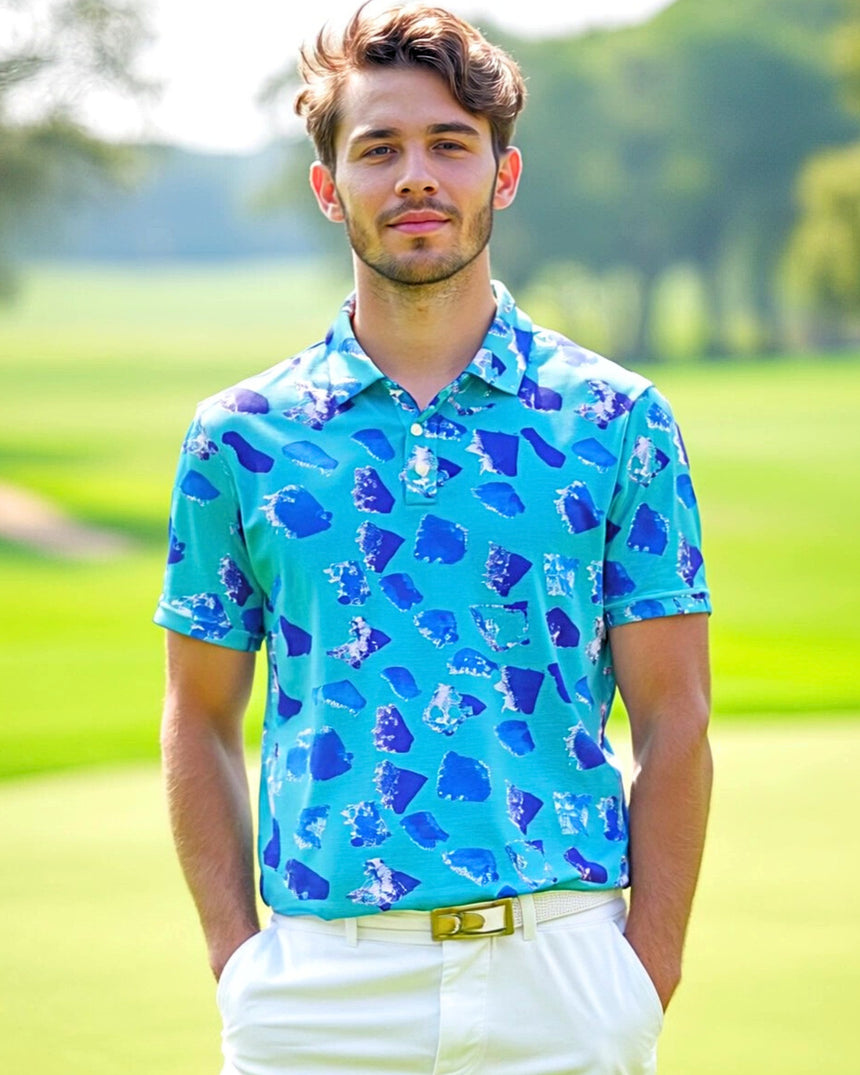 Blue Funfetti - Men's Short Sleeve Polo