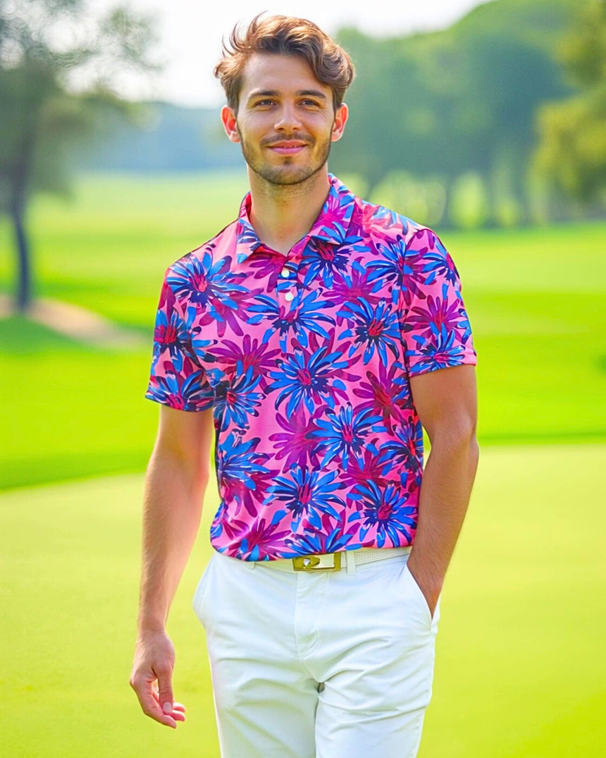 Tropical Bloomscape - Men's Short Sleeve Polo
