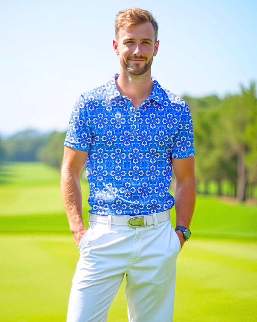 Blue Mosaic - Men's Short Sleeve Polo