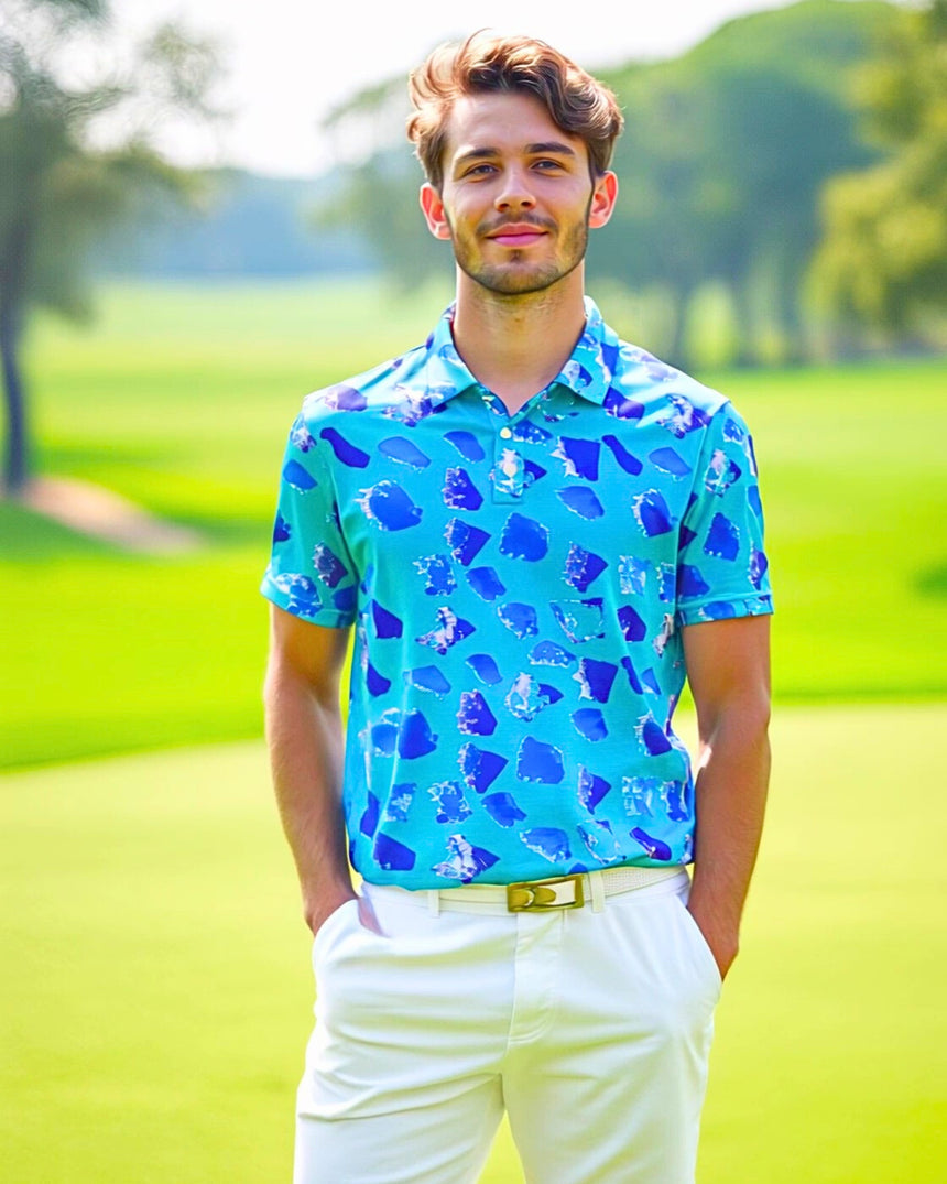 Blue Funfetti - Men's Short Sleeve Polo