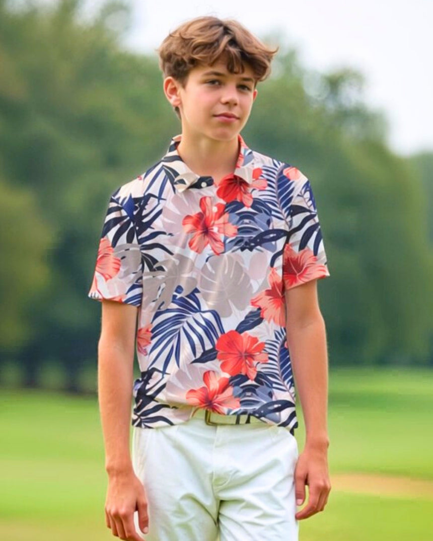 Island Floral - Youth Short Sleeve Polo