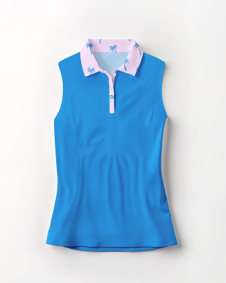 Palm Tree Pink - Sleeveless Polo