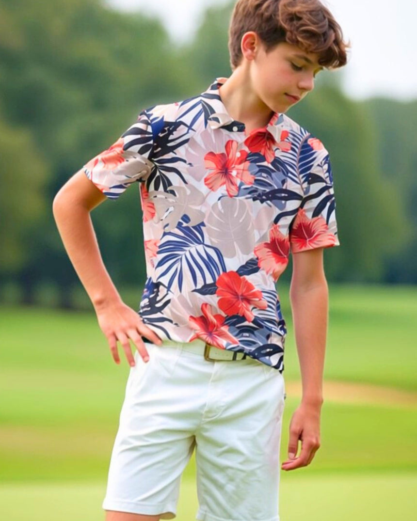 Island Floral - Youth Short Sleeve Polo