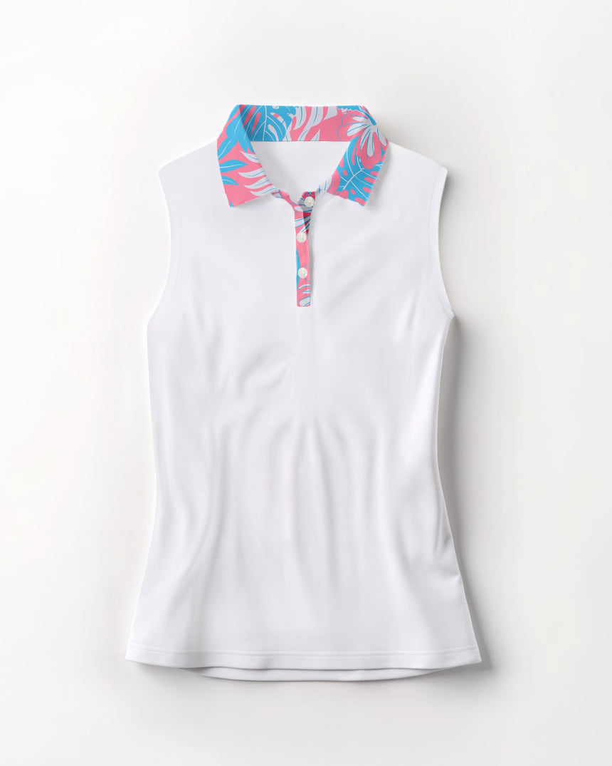 Pink Palms - Sleeveless Polo