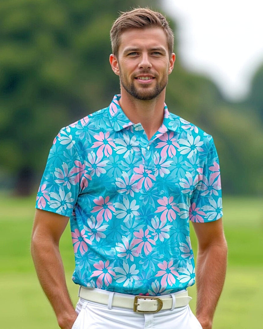 Floral Fadeaway - Men's Short Sleeve Polo