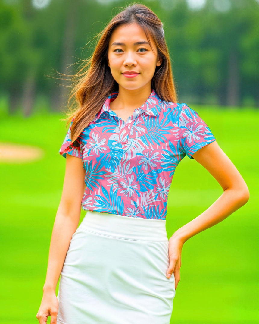 Pink Palms - Women's Short Sleeve Polo