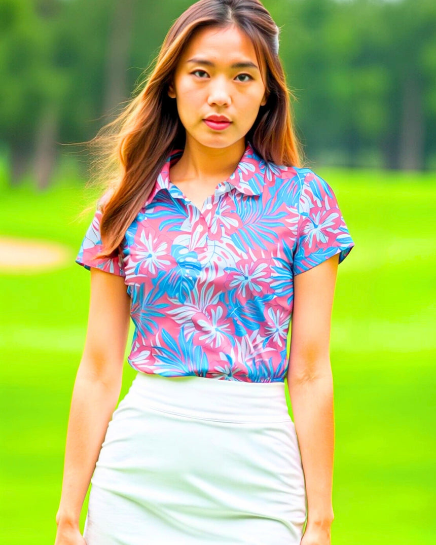 Pink Palms - Women's Short Sleeve Polo