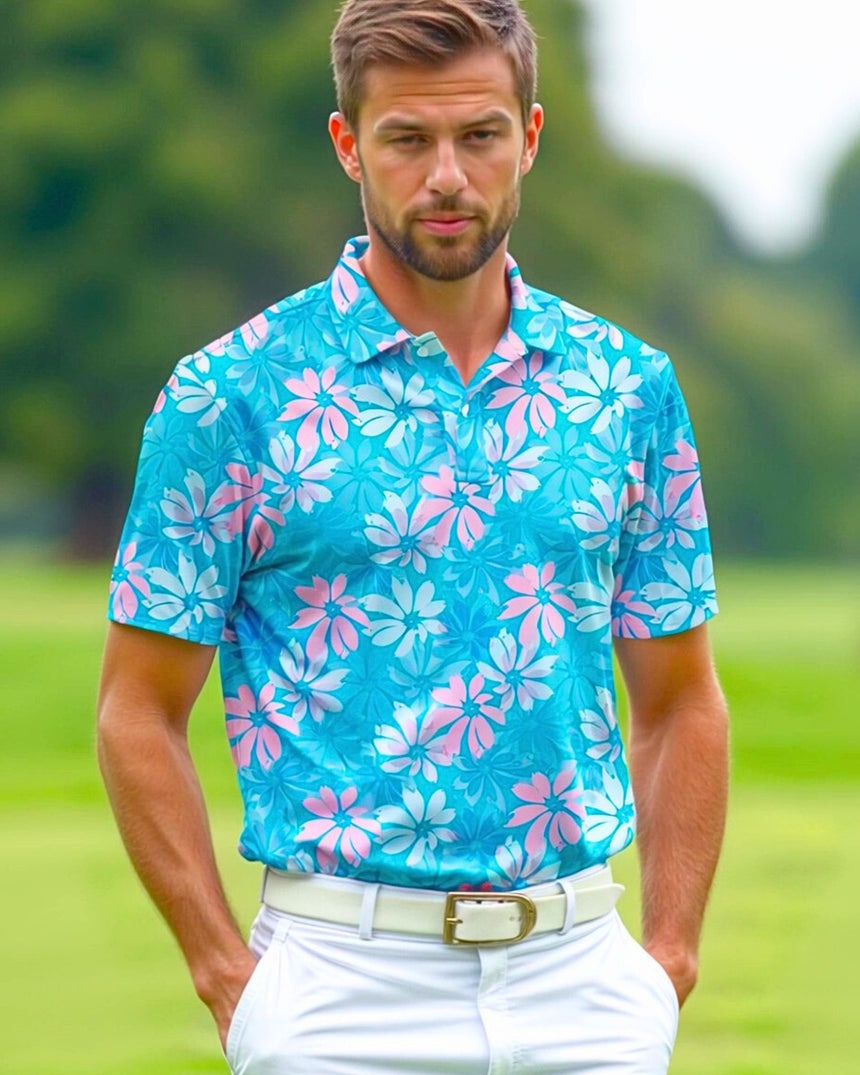 Floral Fadeaway - Men's Short Sleeve Polo