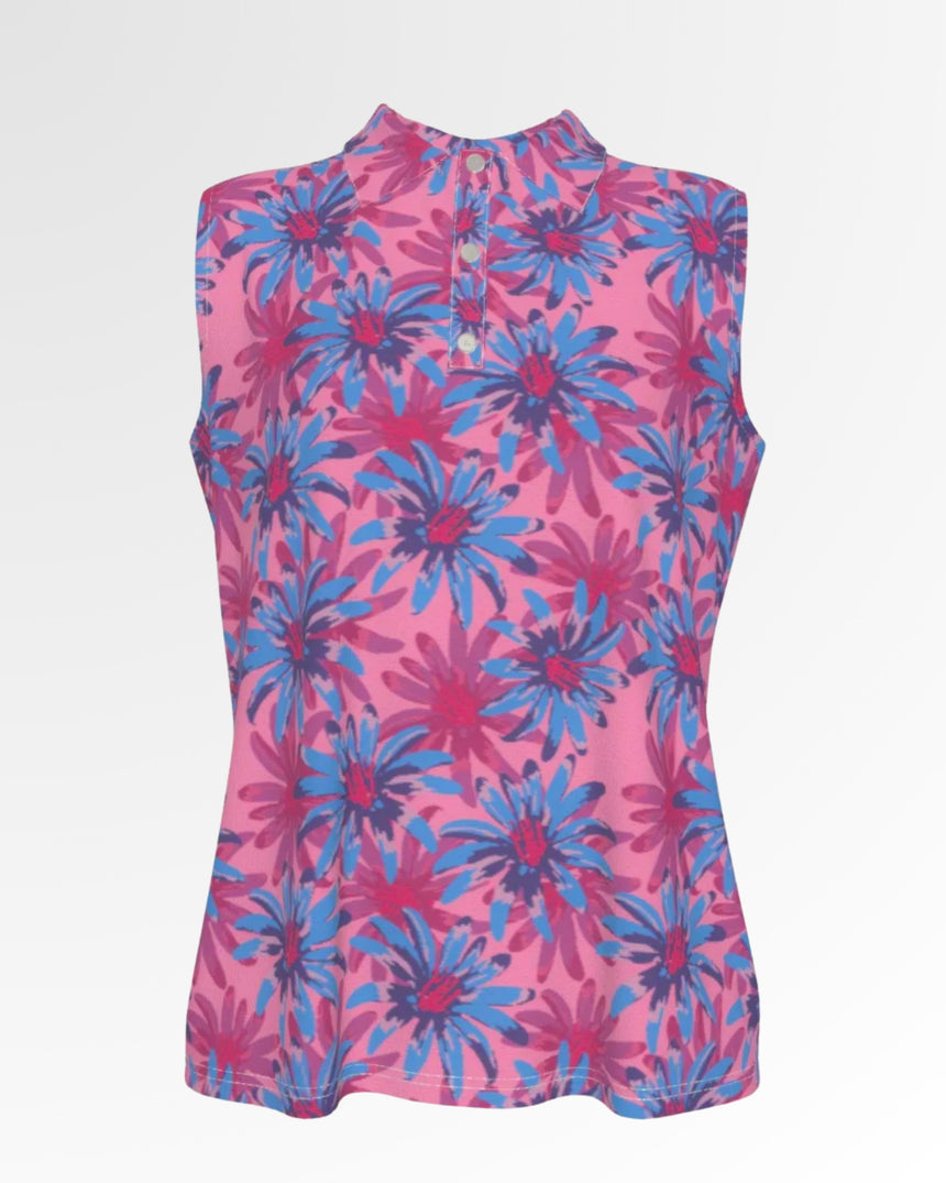 Tropical Bloomscape - Sleeveless Polo