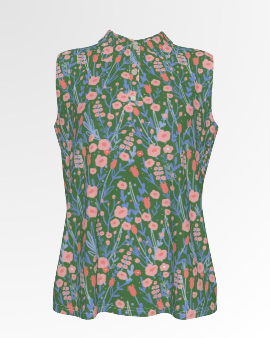 Back Nine Blossoms - Sleeveless Polo