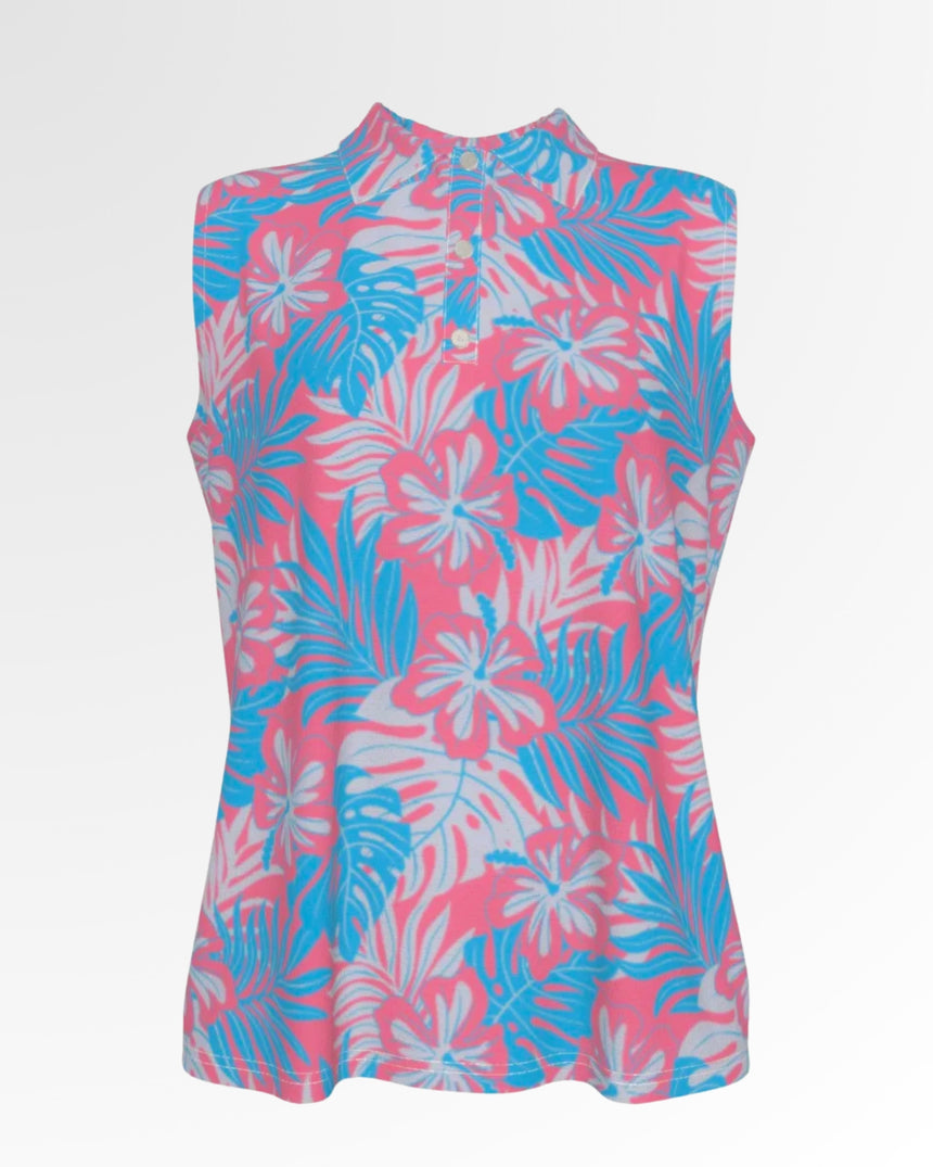 Pink Palms - Sleeveless Polo