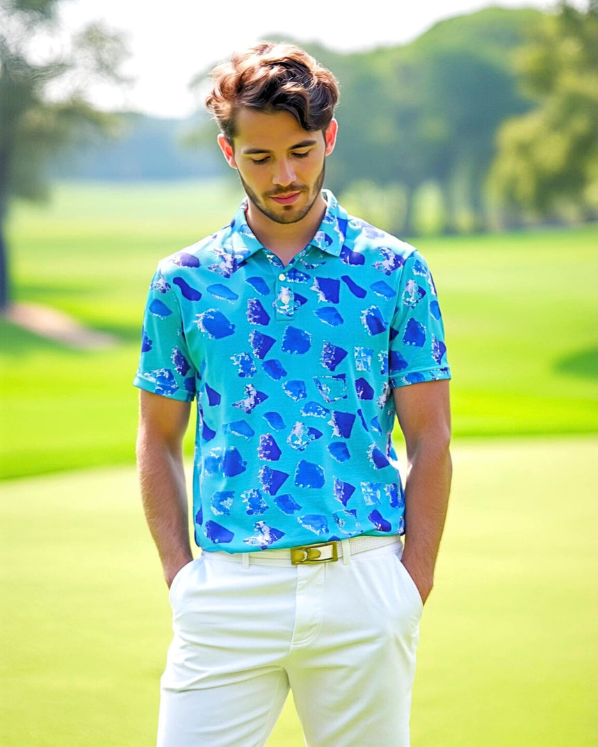 Blue Funfetti - Men's Short Sleeve Polo