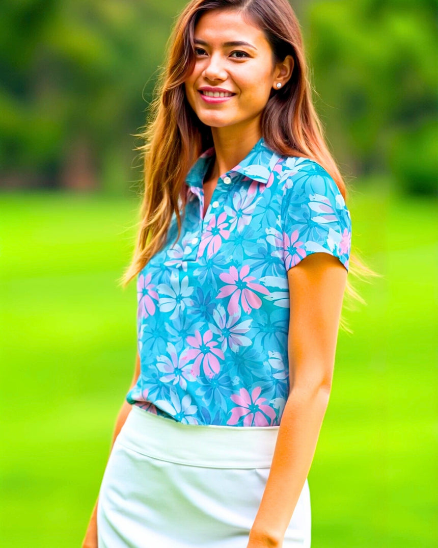 Floral Fadeaway - Women's Short Sleeve Polo