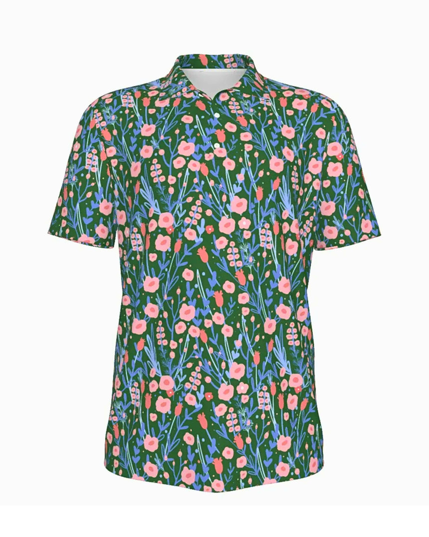 Back Nine Blossoms - Men's Short Sleeve Polo