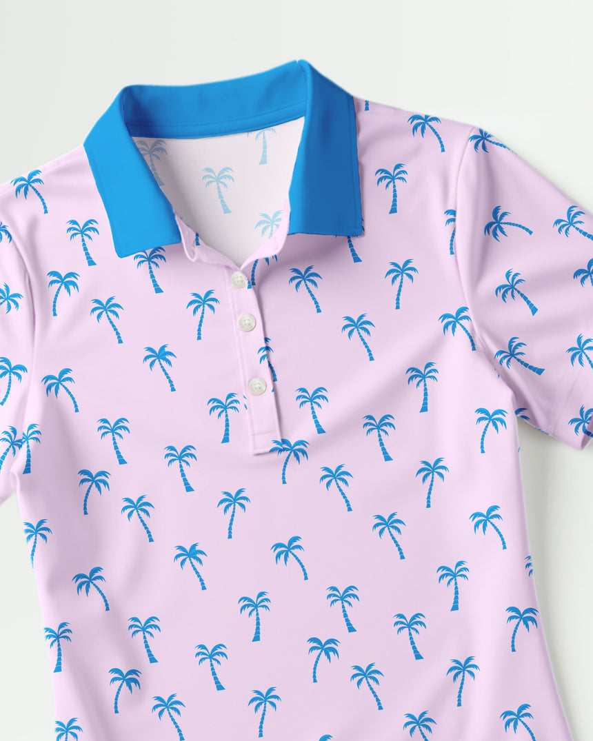 Palm Tree Pink - Women's Short Sleeve Polo