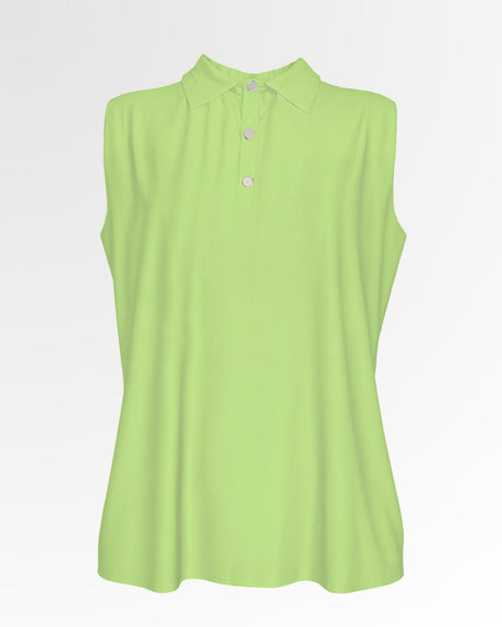 Sleeveless golf polo shirt in light green.