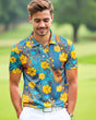Man wearing a colorful floral golf shirt on a golf course