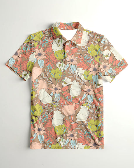Vintage floral pattern polo shirt