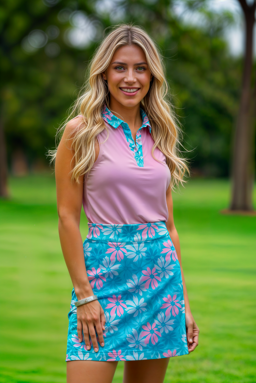 Floral Fadeaway - Sleeveless Polo & Skort Set