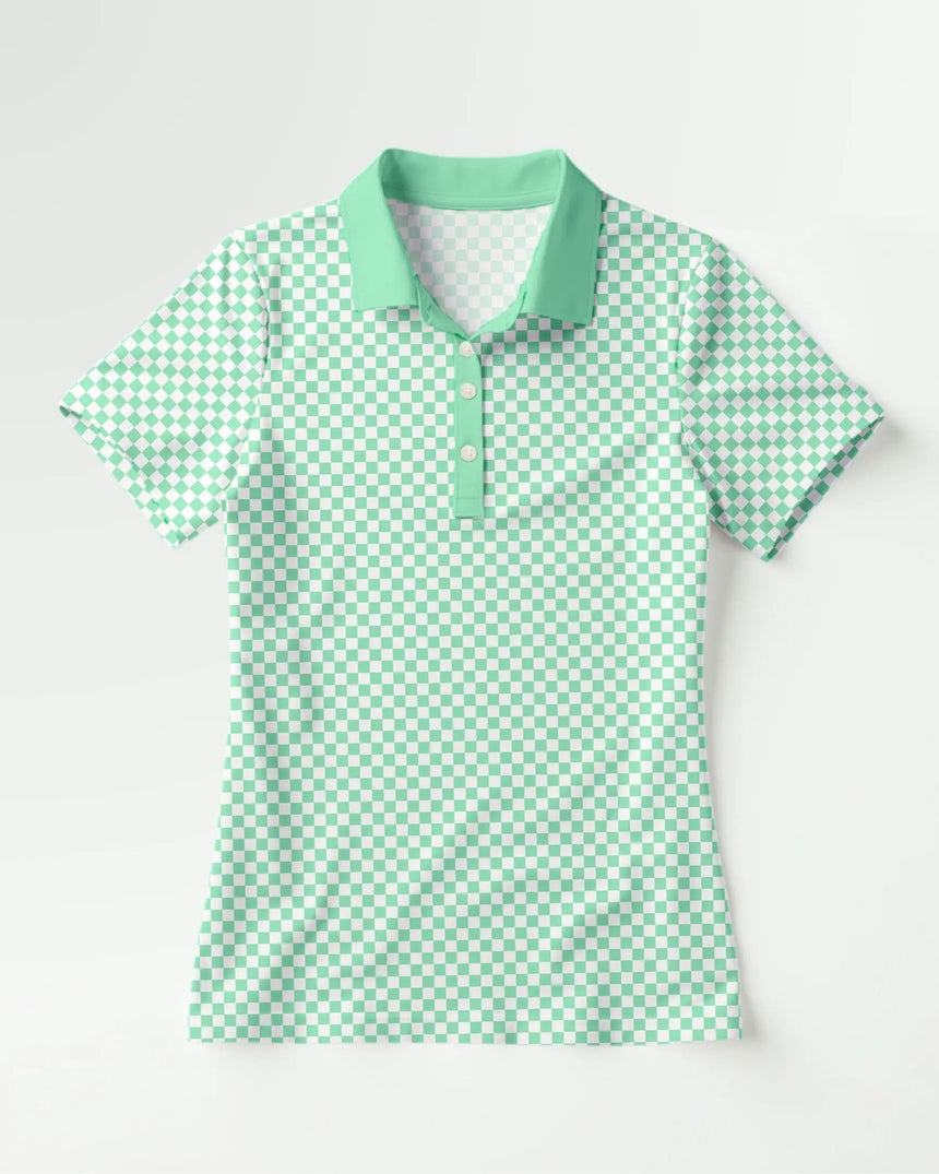 Checkered Greens - Women's Short Sleeve Polo