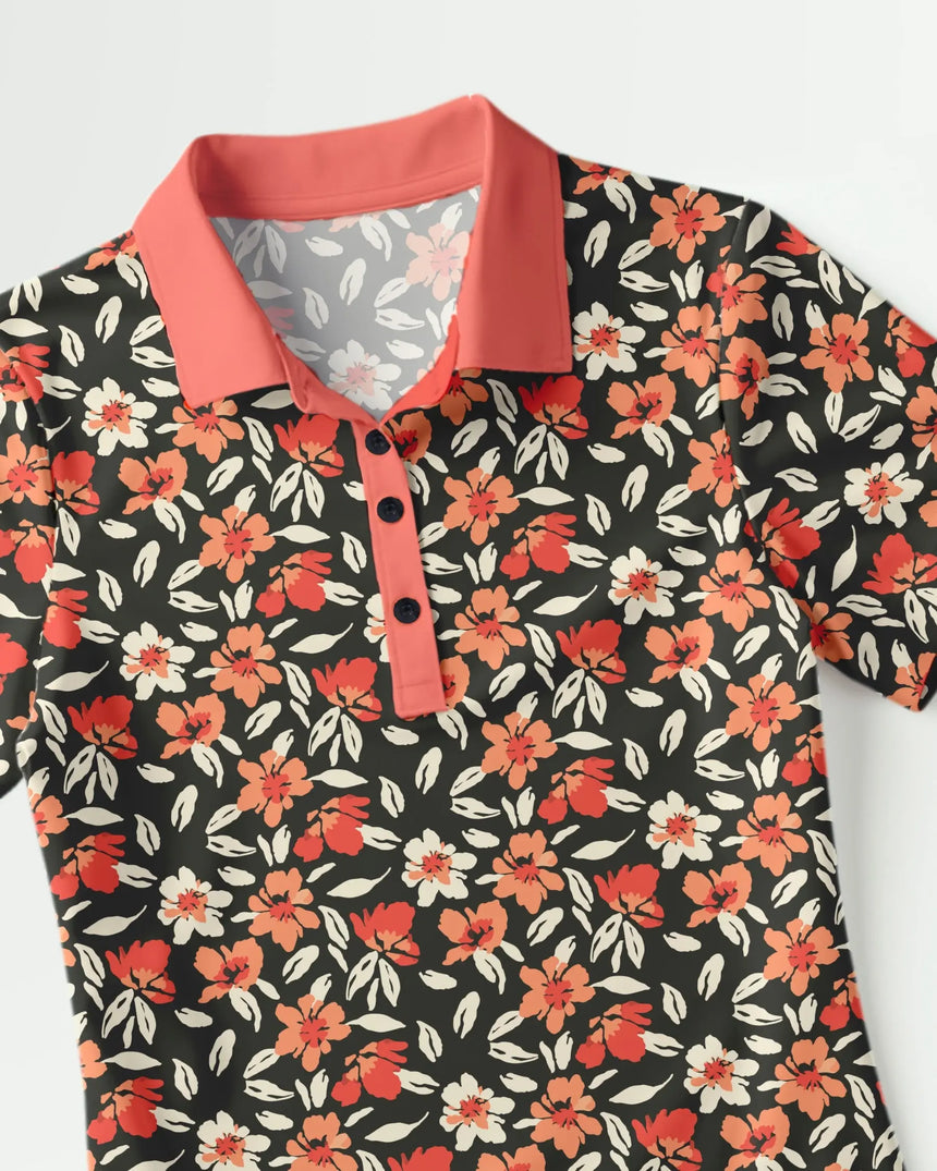 Coral Swing Floral - Women's Short Sleeve Polo