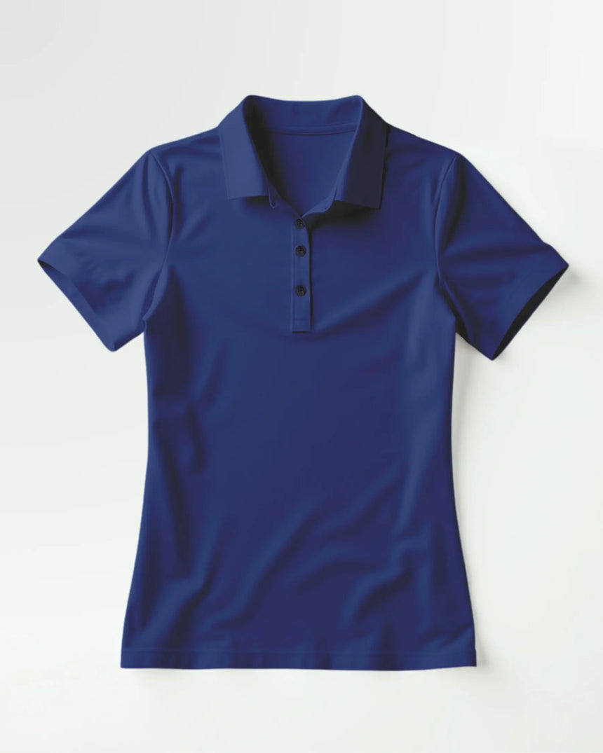 women's short sleeve golf polo in Lattice Links print - front view