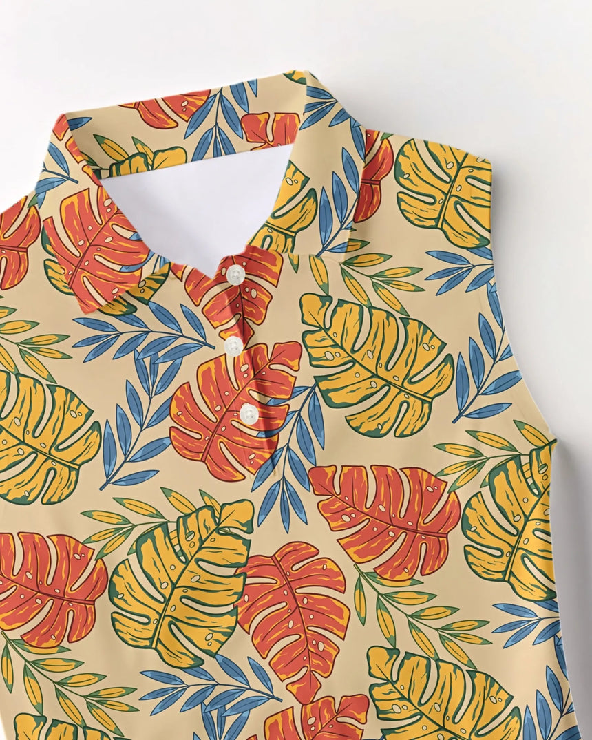 Colorful leaf patterned shirt on a white background